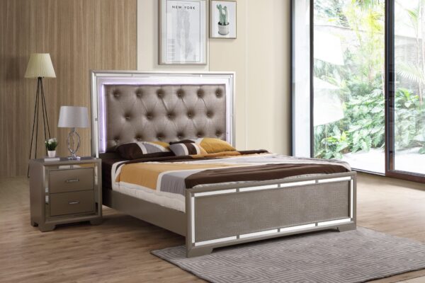 Alana - King Bed - Silver Champagne