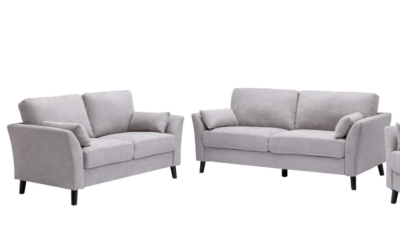 Damian - Woven Living Room Fabric Sofa, Loveseat (Set of 2) - Light Gray - Image 2