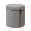 Brandy - Round Upholstered Storage Ottoman With Leather Accent - Gray - Image 13