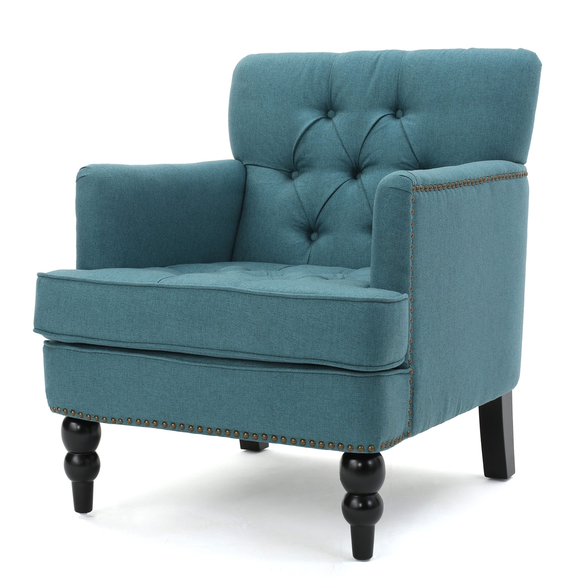 Harrison - Tufted Club Chair With Plush Cushion And Studded Trim - Dark Teal - Image 6