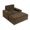 Oversized Chaise Lounge Indoor Rabbit Fur Sofa Bed With Storage Ottoman And Armrests Cup Holders With Deep Seat - Brown - Image 13