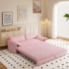 Queen Pull Out Sofa Bed, 3 In 1 Convertible Sleeper Sofa With Side Storage Multifunctional Velvet Loveseat Bed For Living Room - Pink - Image 13