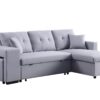 Dennis - Linen Fabric Reversible Sleeper Sectional With Storage Chaise And 2 Stools - Light Gray - Image 3