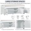 Storage Bench With 3 Shutter-Shaped Doors, Shoe Bench With Removable Cushion And Hidden Storage Space - White - Image 6