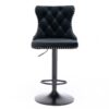 Swivel Velvet Barstools Adjusatble Seat Height, Modern Upholstered Bar Stools With Backs Comfortable Tufted For Home Pub And Kitchen Island (Set of 2) - Black - Image 3