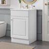 20" Bathroom Vanity With Sink, Freestanding Cabinet With Door Shelf And Adjustable Shelf, And Ceramic Construction - White - Image 4