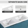 Contemporary Wall Mounted Bathroom Vanity With Resin Double Sink - Lake Blue - Image 7