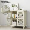 Modern Retro Sideboard Buffet Storage Cabinet With Adjustable Shelves And Tempered Glass Doors - Cream Color - Image 9