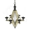 6 Light Wood Chandelier, Hanging Light Fixture With Adjustable Chain For Kitchen, Bulb Not Included - Cream - Image 2