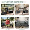 Outdoor Grill Table For Big Egg Style Bbq With Metal Grill Cart And Storage Box And Metal And Stainless Steel - Black / Silver - Image 9
