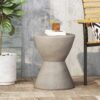 Outdoor Hourglass Shaped Side Table - Light Gray - Image 4