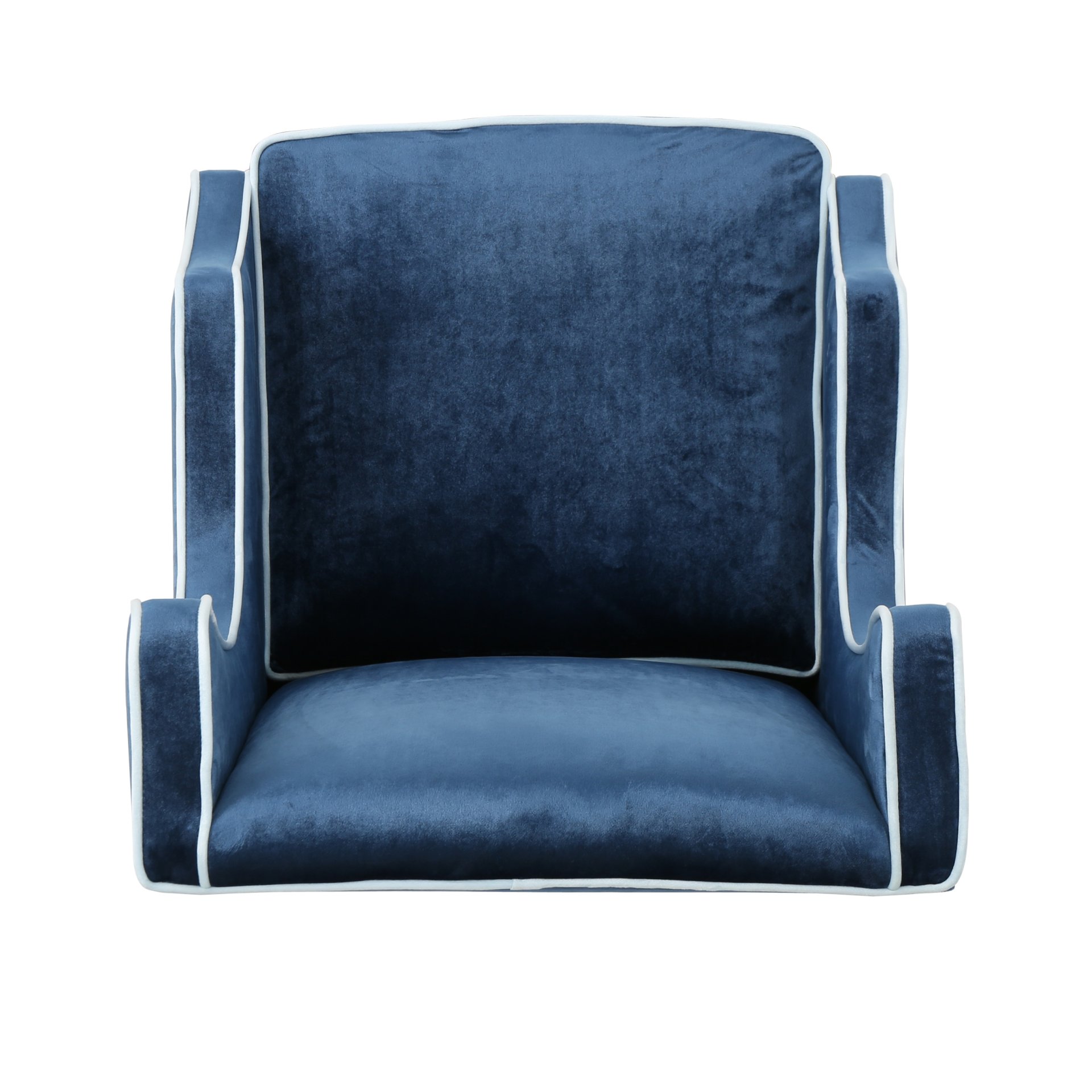 Elegant Velvet Club Chair With Tonal Piping - Blue - Image 8