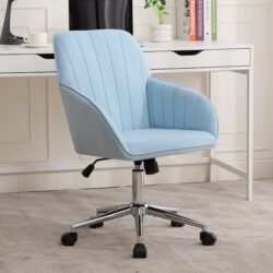 Adjustable Office Chair, Home Bedroom, Ergonomic Swivel Chair, Backrest Seat, Comfortable For Long Sitting - Baby Blue
