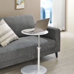 Orbit - End Table With Height Adjustable Marble Textured Top - White