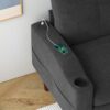 Convertible Combo Sofa, Sofa L Shaped, Sofa With Storage Cabinet Footstool, Living Room Sofa, Living Room 3 Seat Combo Sofa - Dark Gray - Image 6
