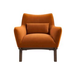 Brayden - Mid-Century Modern Velvet Armchair - Burnt Orange / Wood