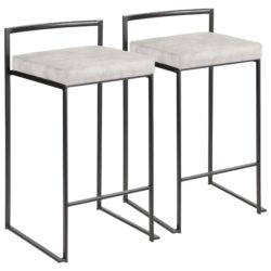 Fuji - Contemporary Stackable Counter Stool (Set of 2) - Black / Light Gray