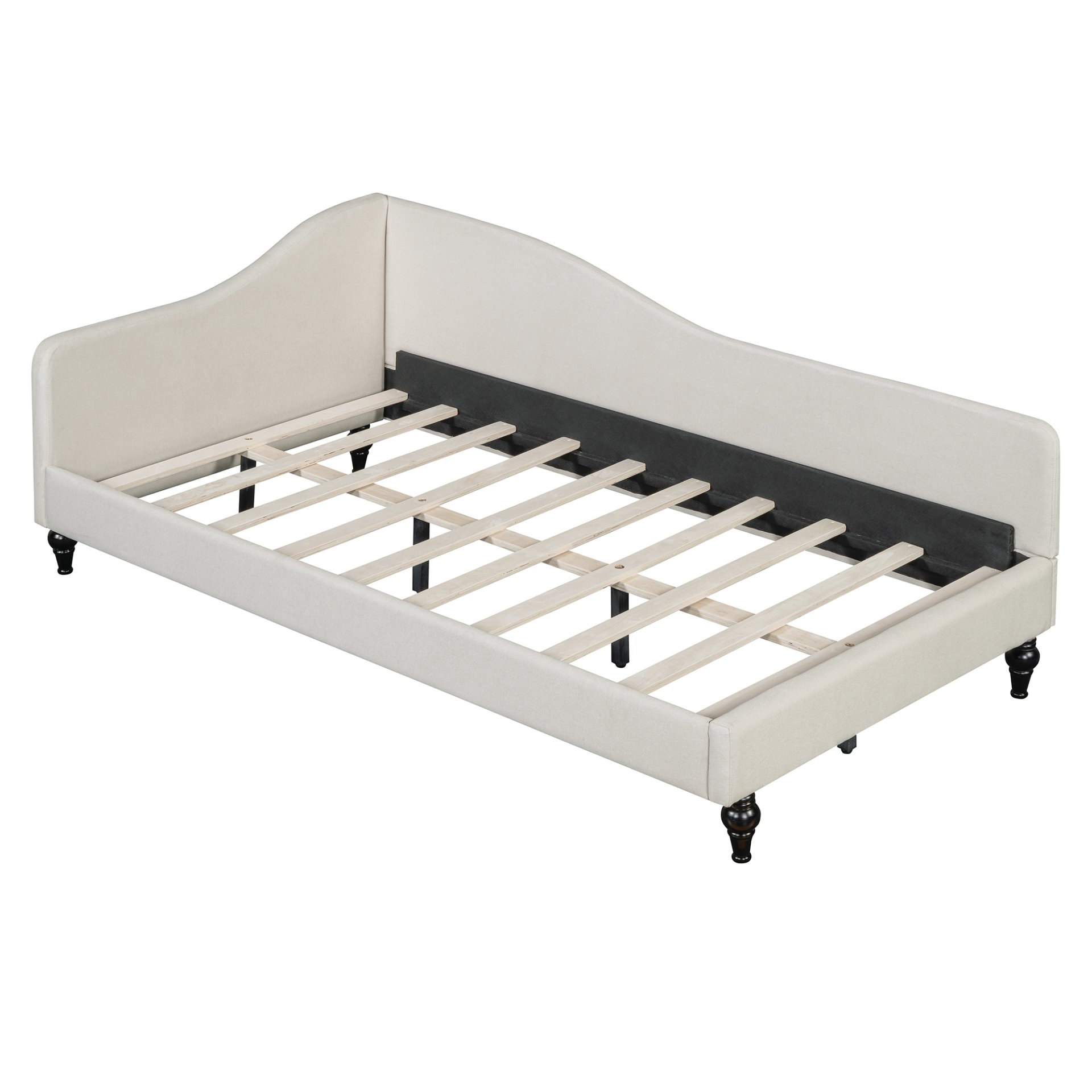 Twin Size Modern L Shaped Linen Daybed With Legs - Beige - Image 5