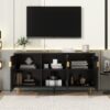 Modern TV Stand With 3 Doors And Adjustable Shelves For Living Room, Fits TVs Up To 70" - Black - Image 5