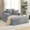 Modern Full Compressed Chaise Lounge Sofa Bed With Removable Pillows, Upholstered - Gray - Image 9