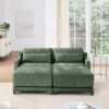 Stylish 2 Seater Sofa With Ottoman And Lumbar Pillows Ergonomic Design - Green - Image 20