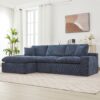 Cloud Sectional Sofa Upholstered Sofa Couch With Double-Layer Cushion And Side Pockets - Blue - Image 11