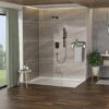 Wall Mounted Square Shower System With Adjustable Slide Bar, Rainfall Shower Head, 10 " - Oil-Rubbed Bronze - Image 2