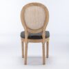 French Style Solid Wood Frame Antique Painting Linen Fabric Rattan Back Dining Chair (Set of 2) - Gray - Image 8