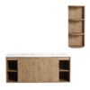 Modern 48" Wall Mounted Bathroom Vanity With Double Resin Sink And Storage Rack Soft Close Doors - Imitative Oak - Image 14