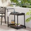 Resin Wicker Bar Cart With Metal Frame - Brown - Image 6