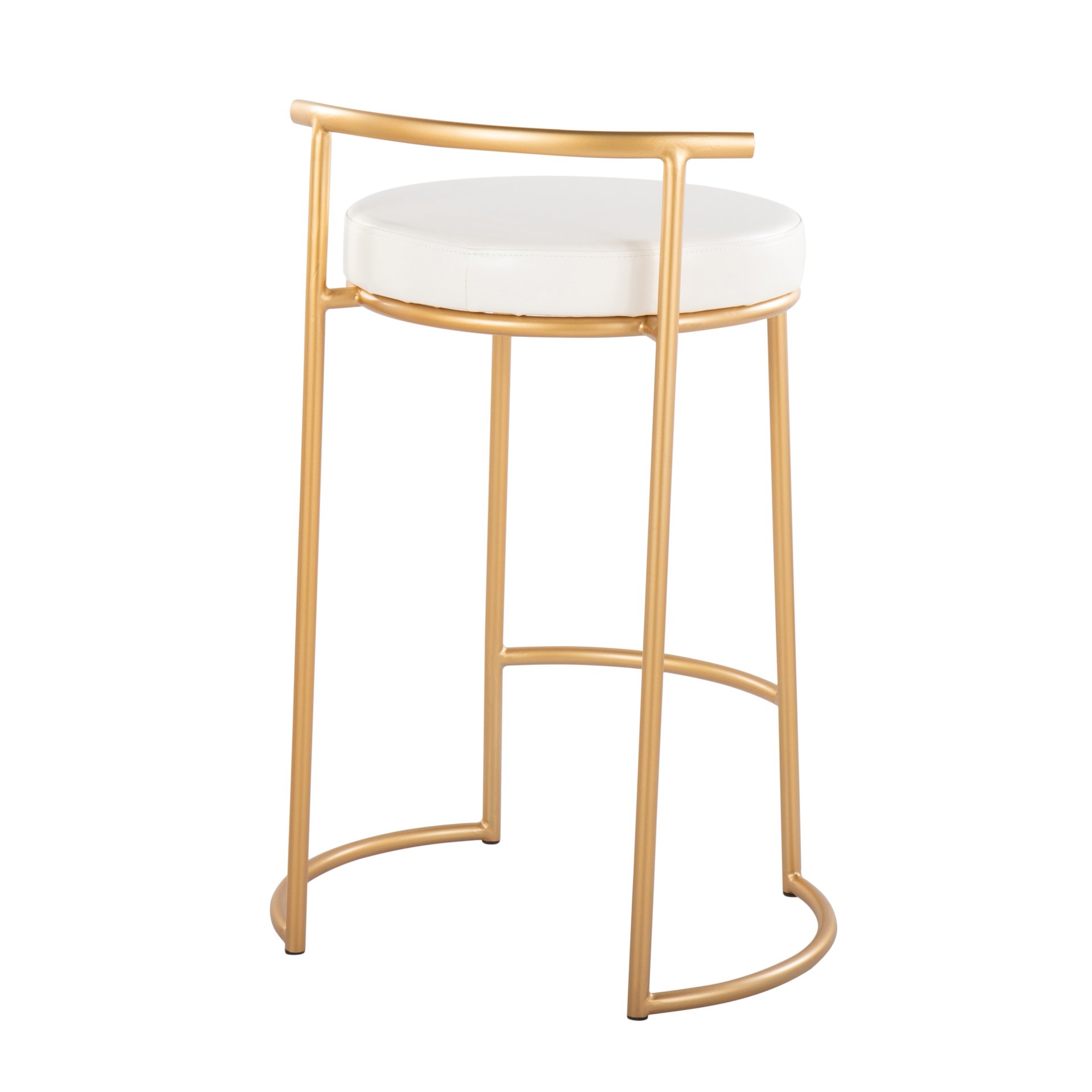 Fuji - Round Contemporary Fixed Height Counter Stool (Set of 2) - Gold / White - Image 4