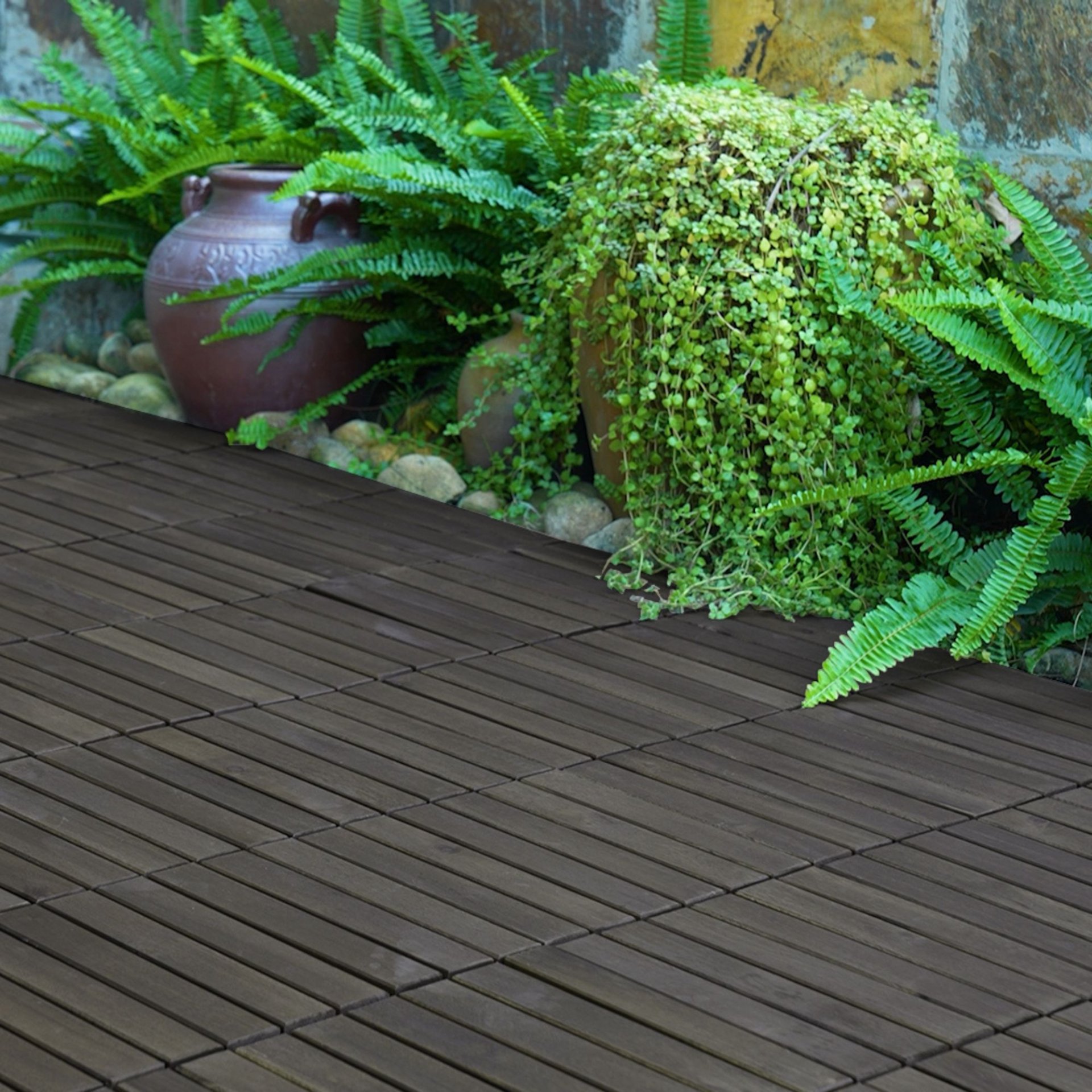 Interlocking Deck Tiles Striped Pattern - Dark Brown - Image 18