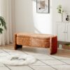 Ottoman Oval Storage Bench, 3D Lamb Fleece Bench With Large Storage Space For The Living Room, Entryway And Bedroom - Brown - Image 4