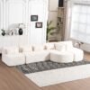 Upholstered Sofa Free Combined Sofa Couch With 2 Chaise Lounge And 5 Back Pillows For Living Room - Beige - Image 18
