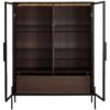 Modern Minimalist Style LED Curio Cabinet With Tempered Glass Door, Metal Legs - Black / Dark Walnut - Image 8