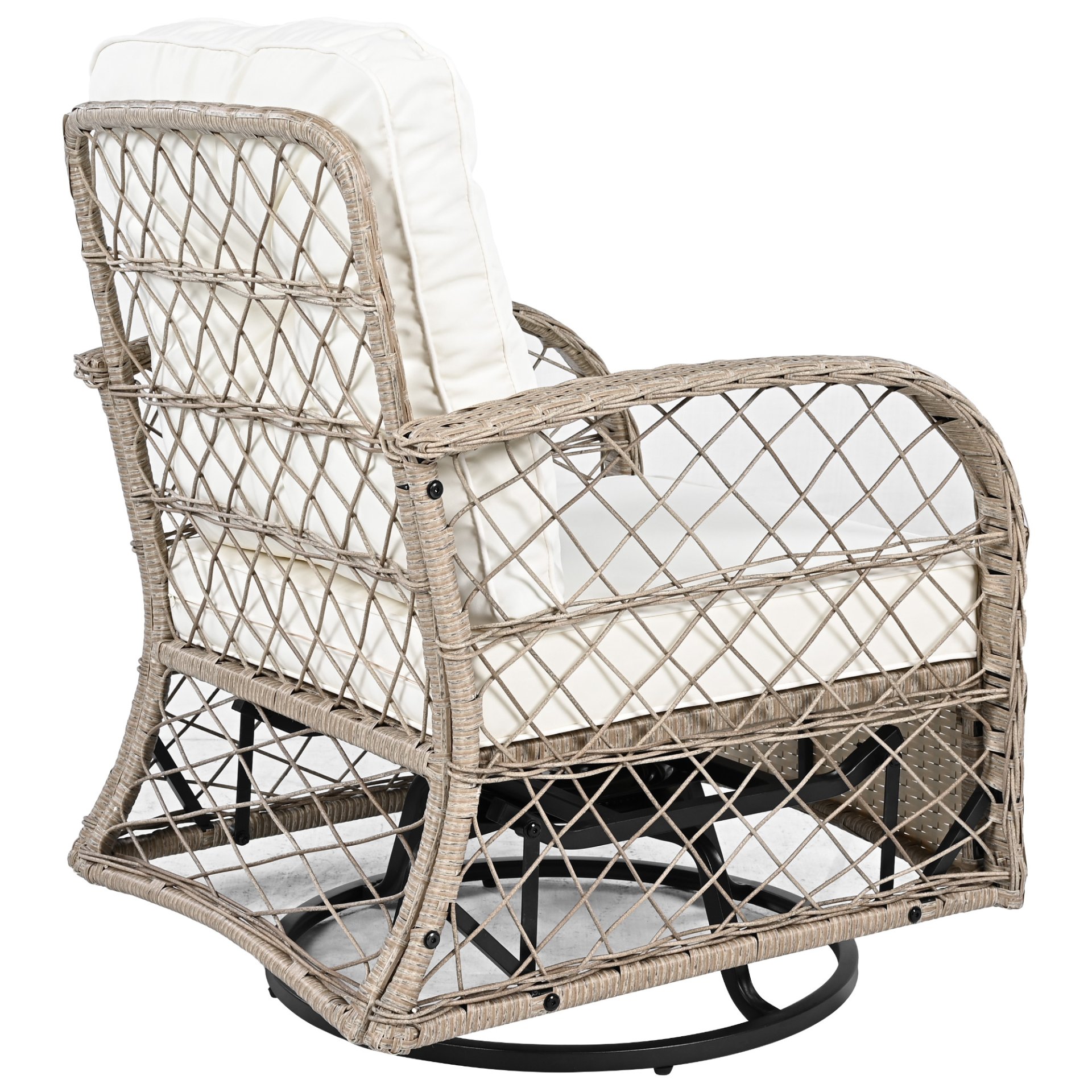 3 Piece Outdoor Chair & Table Set Chat Set 2 Person Rattan Seating Group With 2 Swiveling And Rocking Chairs And A Square Table For Garden, Patio, Or Balcony - Natural - Image 24