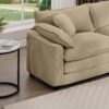 Stylish Corduroy Single Chair Deep Seat Sofa With Footstool And Pillow For Living Room And Bedroom - Tan - Image 11
