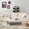 Coffee Table Rectangular Center Table For Living Room Open Space Side Table With Metal Frame - Golden / White - Image 2