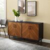 Mid-Century Modern Faux Bookmatch Door Buffet - Acorn / Solid Black - Image 2