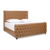 Brooklyn - King Tufted Panel Bed Headboard And Footboard Set - Caramel Tan Brown - Image 3