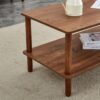 Modern 2 Tier Coffee Table For Living Room Furniture, Rectangular Center Table With Open Storage Shelf, Rounded Rubberwood Legs, Stable And Durable - Walnut - Image 20