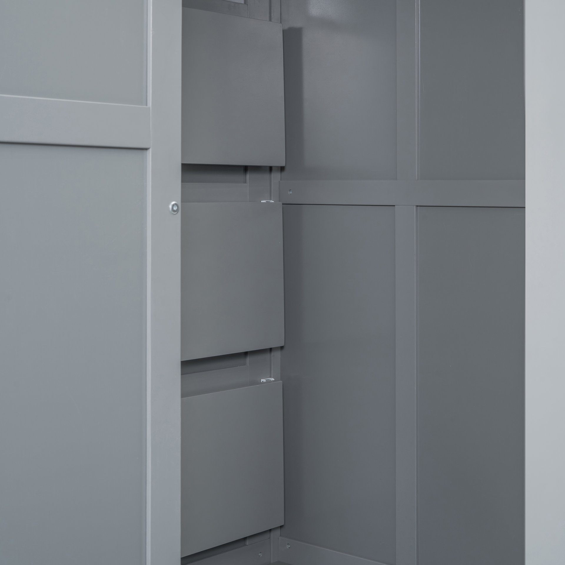 Full Size Loft Bed With Wardrobe, Desk And Shelves - Gray - Image 14
