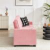 Modern Snowfleece Fabric 3 Seater Sofa With Cup Holders For Living Room Bedroom Office - Pink - Image 6