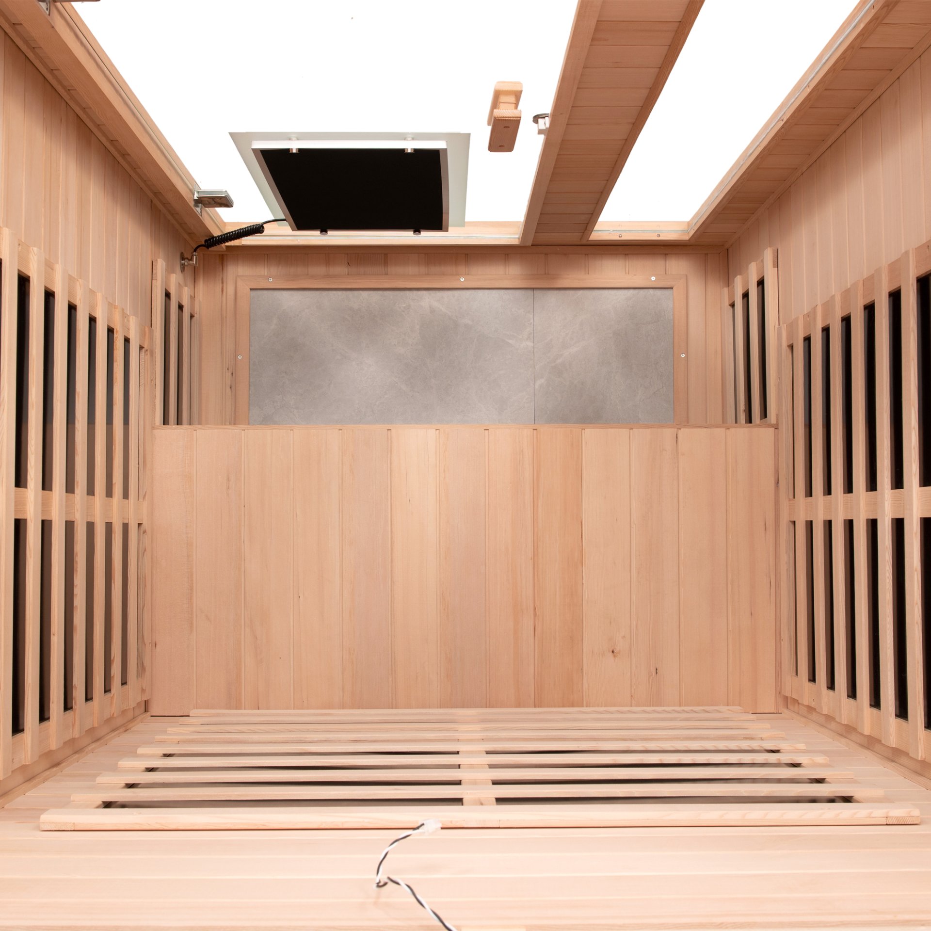 Low Emf Front Door With Heating Panel 1 People Hemlock Far Infrared Indoor Sauna Room - Natural - Image 10