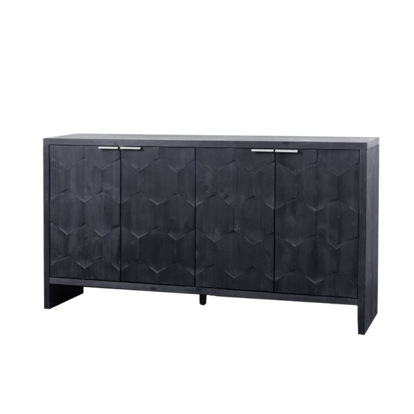 Accent Cabinet Farmhouse Style 4 Door Wooden Cabinet Sideboard Buffet Server Cabinet Storage Cabinet, For Living Room, Entryway, Hallway, Office, Kitchen And Dining Room - Antique Black