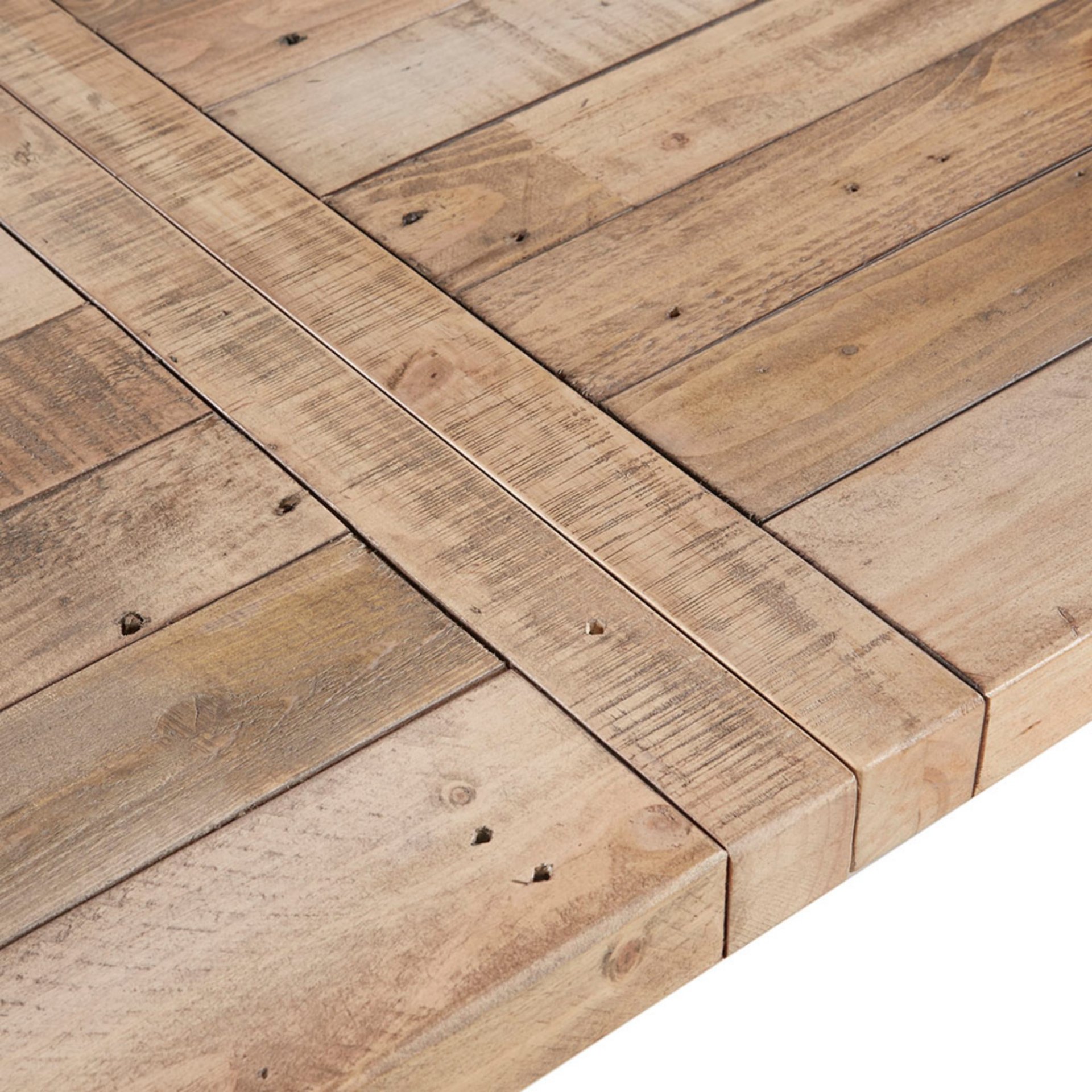 Rustic Dining Table With Metal Support - Natural - Image 6