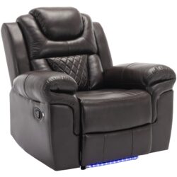Home Theater Seating Manual Recliner Chair With Led Light Strip For Living Room - Brown