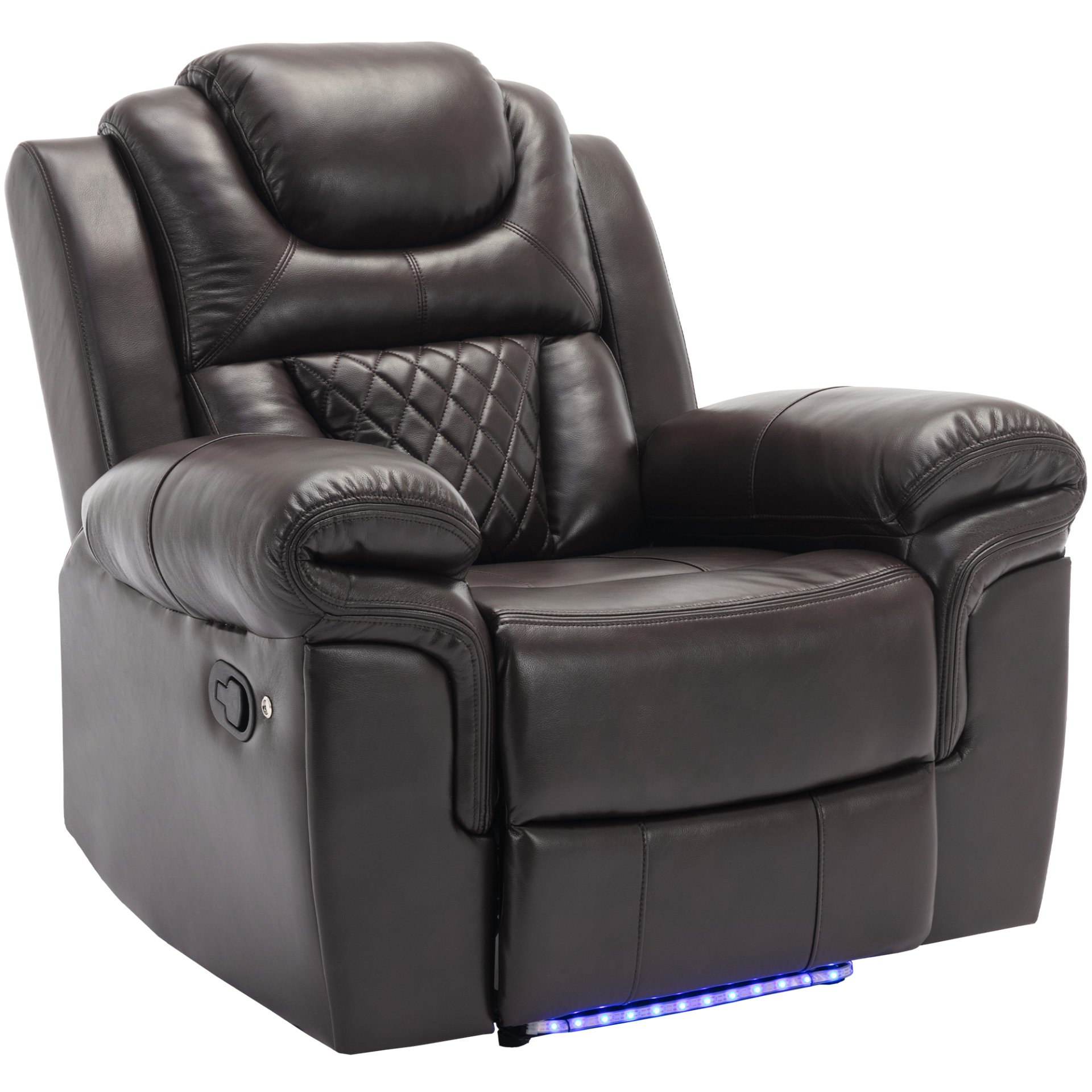 3 Pieces Recliner Sofa Sets Home Theater Seating Manual Recliner Chair With Center Console And Led Light Strip For Living Room - Brown - Image 23
