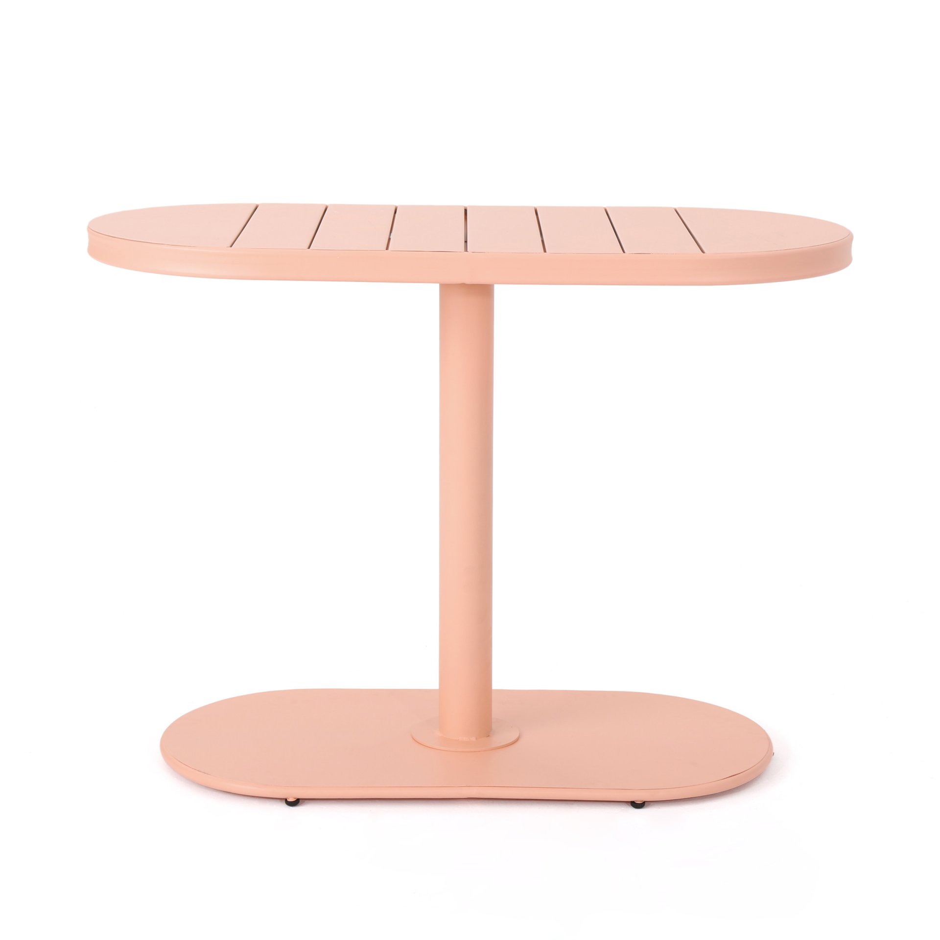 Outdoor Metal Seating Set With Coffee Table And 2 Chairs - Pink - Coral - Image 6