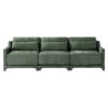 Elegant 3 Seater Sofa With Lumbar Pillow Ergonomic Chenille Upholstery Wooden Base - Green - Image 22
